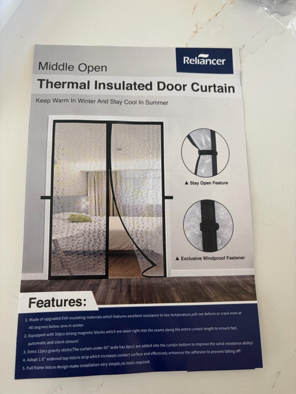 ‼️ SOLD ‼️ Thermal Insulated Door Curtain - Black Trim, Clear Panel